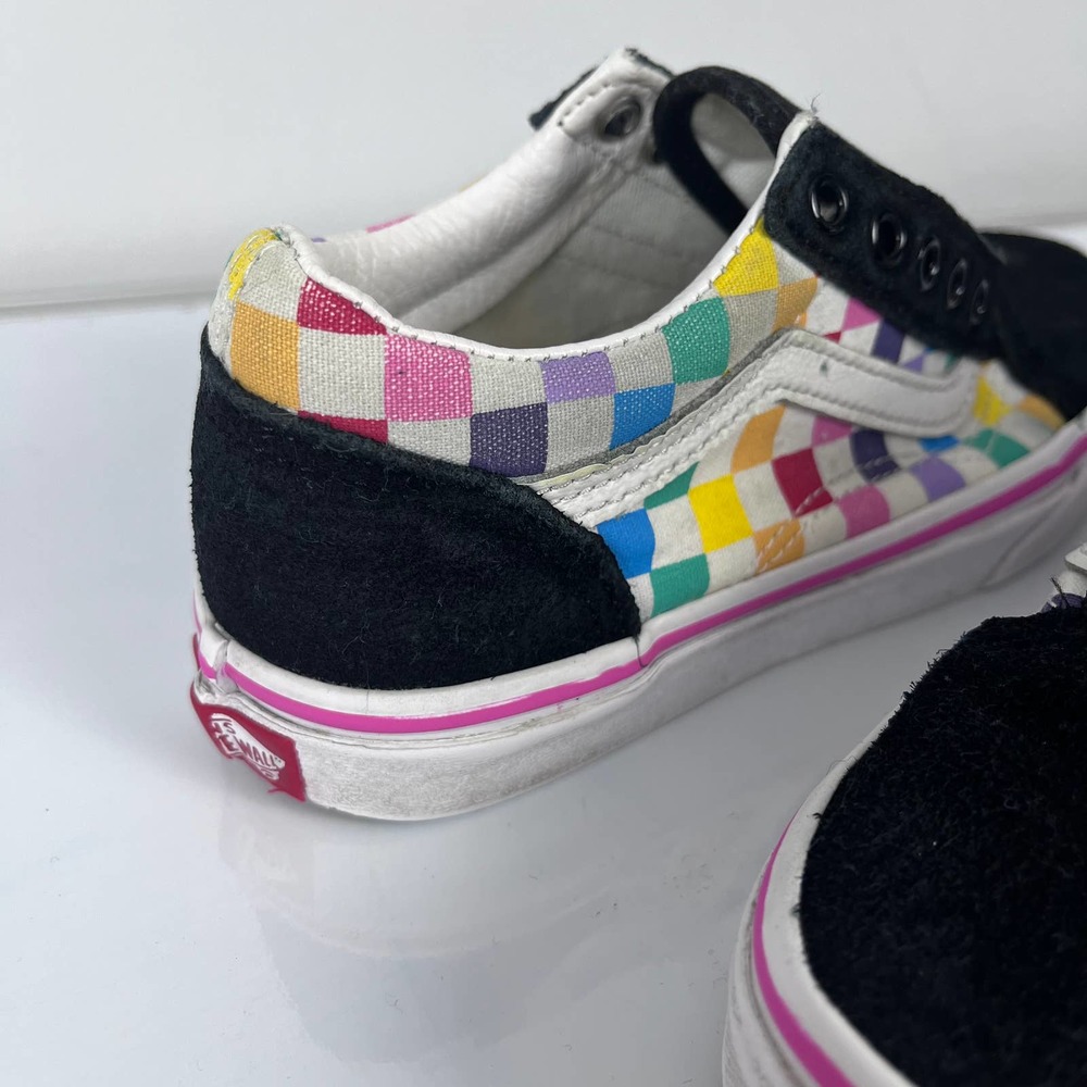 Vans Old Skool (Checker) Rainbow/White Youth Size 2 - Picture 4 of 11